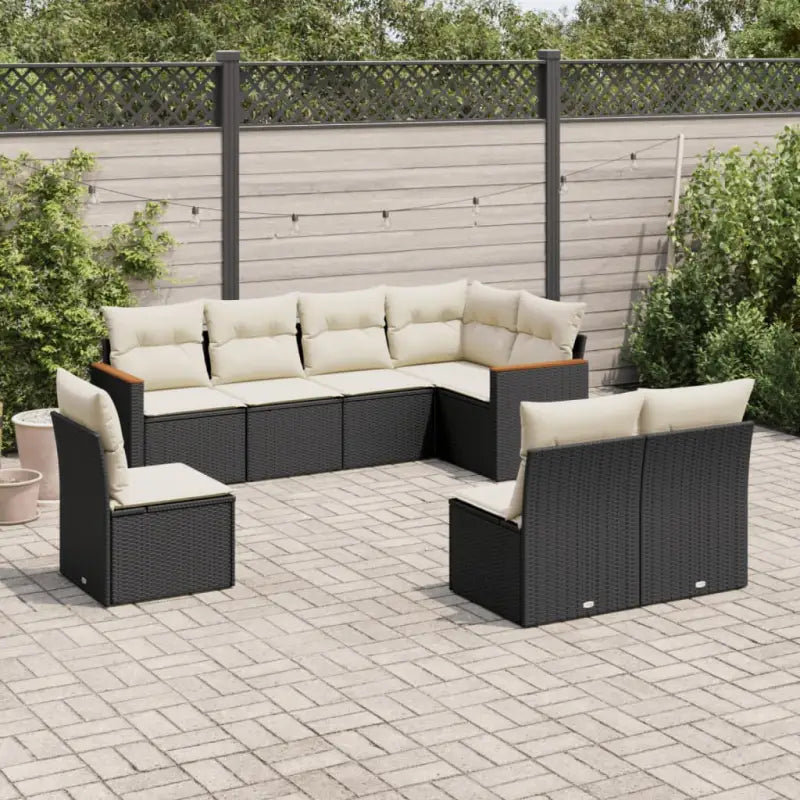 Loungetuinset met beige materiaal en gepoedercoat staal - Zwart en crème / Zonder tafel - Tuinsets