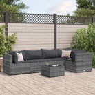 Loungetuinset met bruin materiaal en gepoedercoat staal voor buitengevoel - Grijs / 2x hoek + 2x midden + Tafel