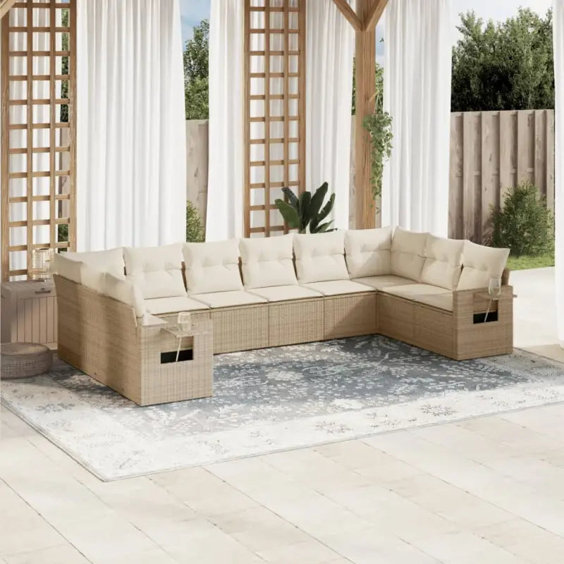 Loungetuinset met gepoedercoat staal en afmetingen in zwart materiaal - beige en crèmekleurig / Met tafel - Tuinsets