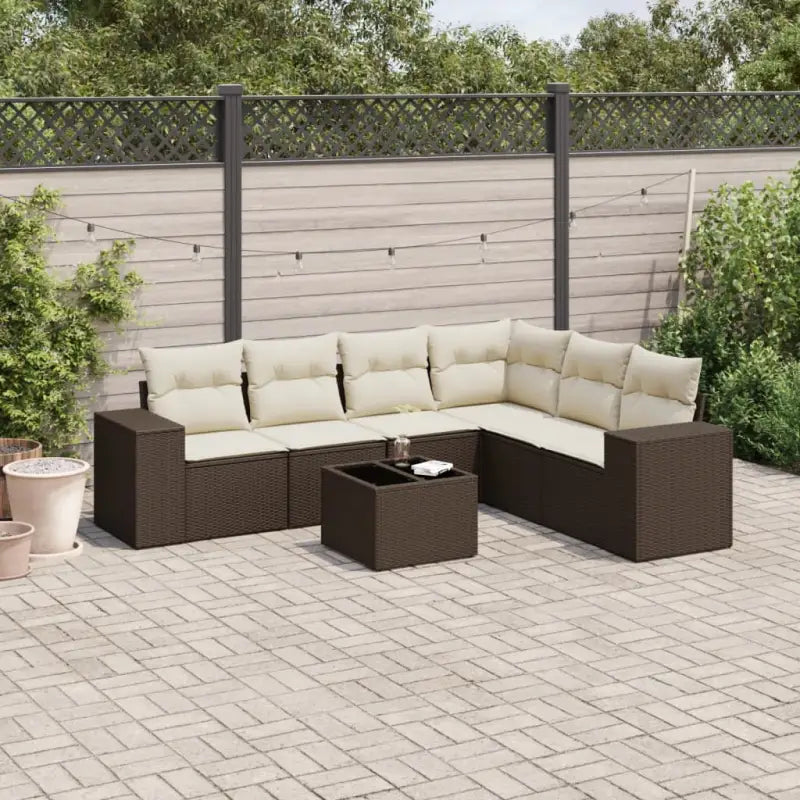 Loungetuinset met waterdichte tas en beige materiaal in gepoedercoat staal - Bruin en crème / Met tafel - Tuinsets