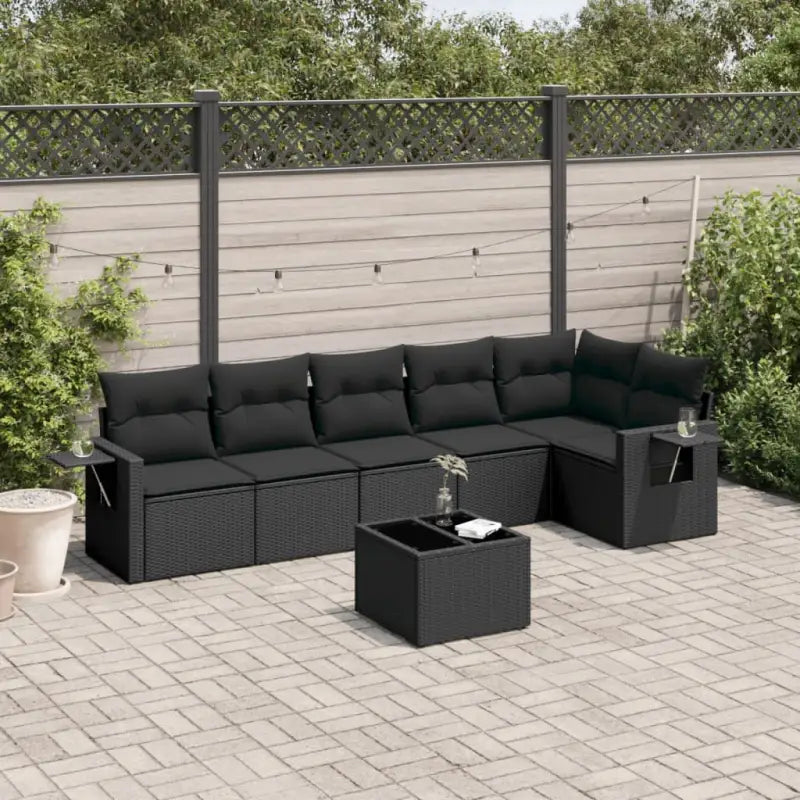 Loungetuinset met waterdichte tas en beige materiaal op gepoedercoat staal - Zwart / Met tafel - Tuinsets