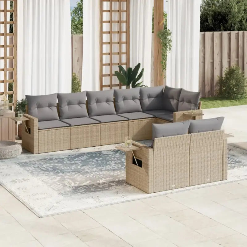 Loungetuinset met waterdichte tas en zwart gepoedercoat staal - Beige en grijs / Zonder tafel - Tuinsets