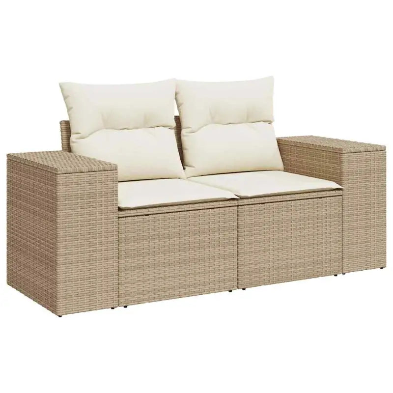 Loungetuinset van beige materiaal en gepoedercoat staal met afmetingen - Tuinsets