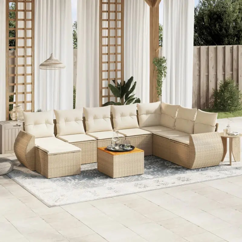 Loungetuinset van beige materiaal en gepoedercoat staal met afmetingen - beige en crèmekleurig - Tuinsets