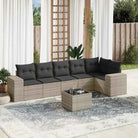 Loungetuinset van beige materiaal en gepoedercoat staal met afmetingen - Lichtgrijs / Met tafel - Tuinsets