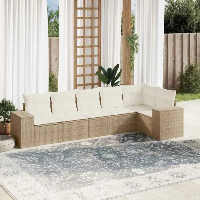 Loungetuinset van beige materiaal en gepoedercoat staal met afmetingen - Tuinsets