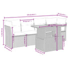 Loungetuinset van beige materiaal en gepoedercoat staal met afmetingen - Tuinsets