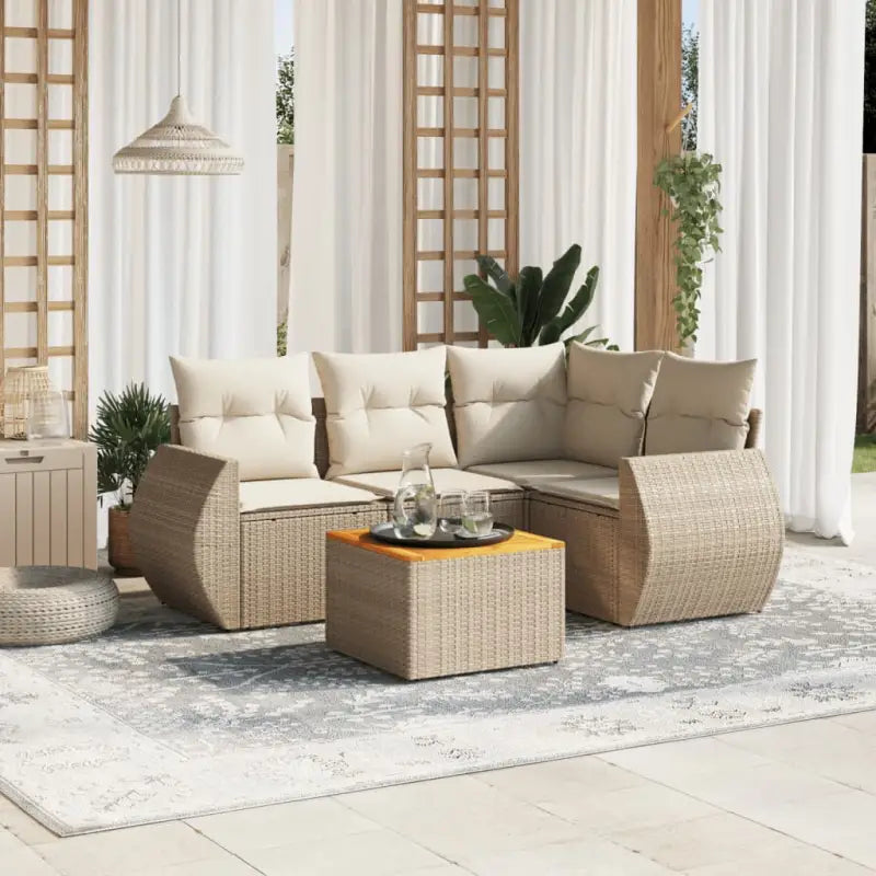 Loungetuinset van beige materiaal en gepoedercoat staal met handige afmetingen - Tuinsets