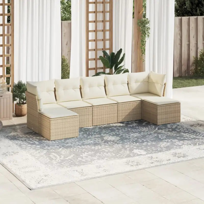 Loungetuinset van gepoedercoat staal met beige materiaal en afmetingen - beige en crèmekleurig / Met tafel - Tuinsets