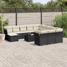 Loungetuinset van gepoedercoat staal met beige materiaal afmetingen - Zwart en crème / Met tafel - Tuinsets