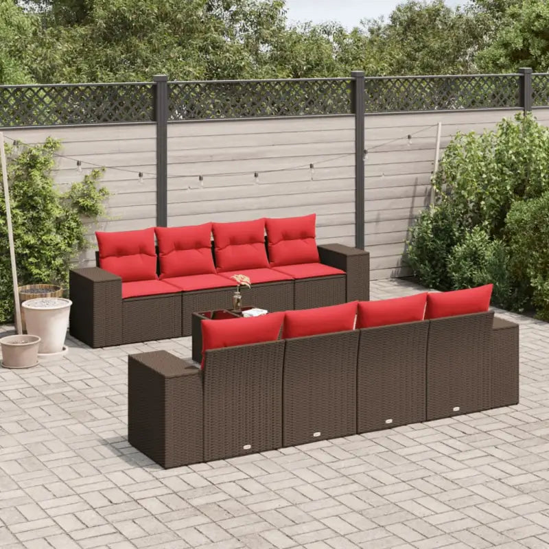 Loungetuinset van grijs materiaal en gepoedercoat staal met afmetingen - Bruin - Tuinsets