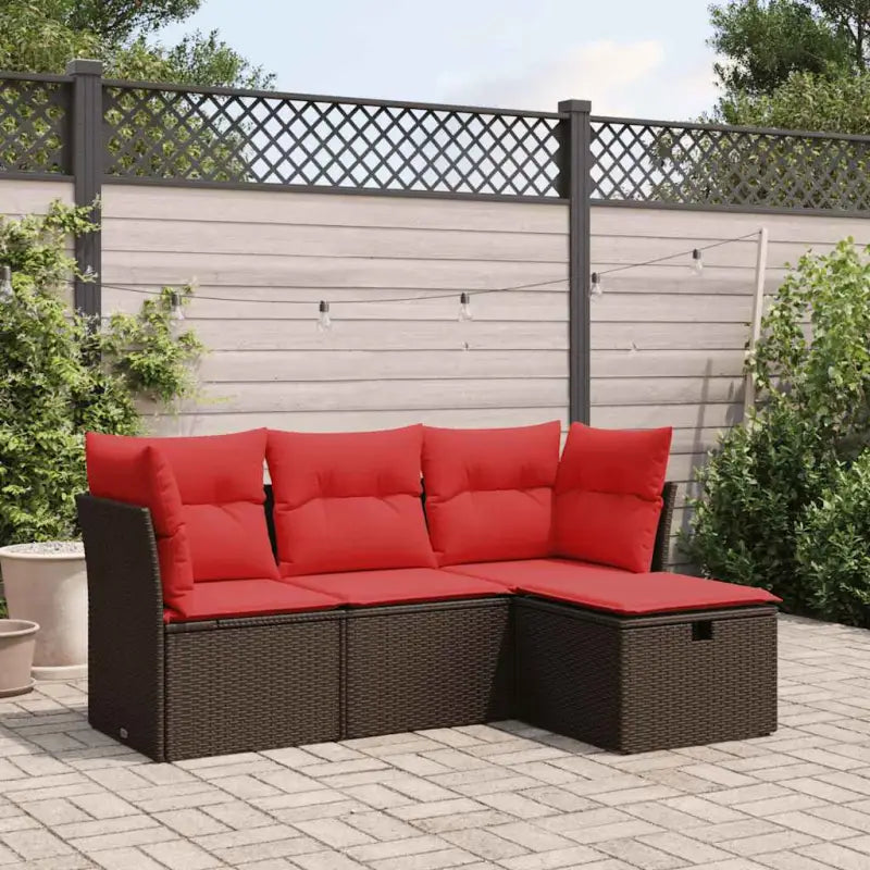 Loungetuinset van grijs materiaal met gepoedercoat staal afmetingen - Bruin / met opbergruimte - Tuinsets