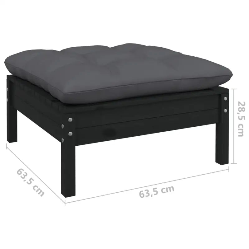 Loungetuinset van massief grenenhout met voetenbank en tafel - Zwart - Tuinsets