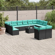 Loungetuinset van poly rattan en gepoedercoat staal in zwart materiaal - Tuinsets