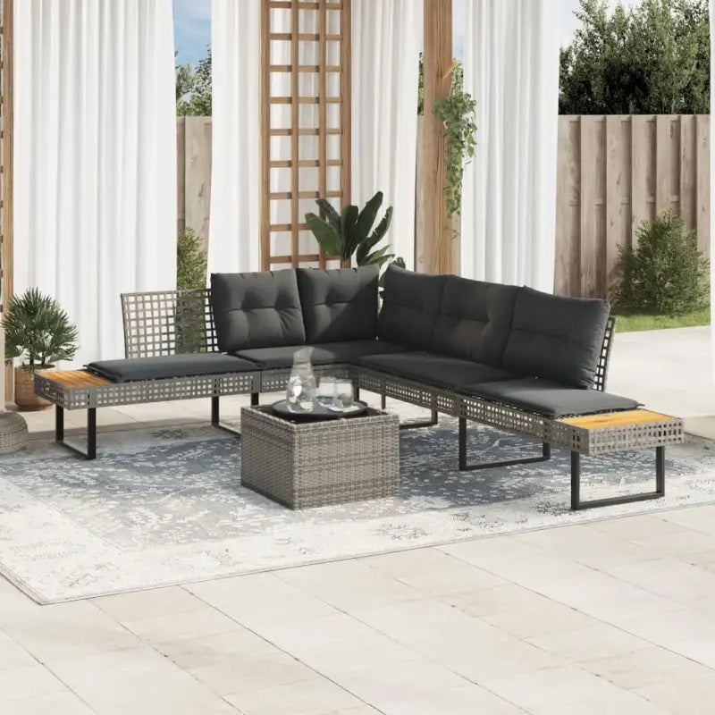 Loungetuinset van poly rattan met gepoedercoat staal voor gemakkelijk schoon genieten - Tuinsets
