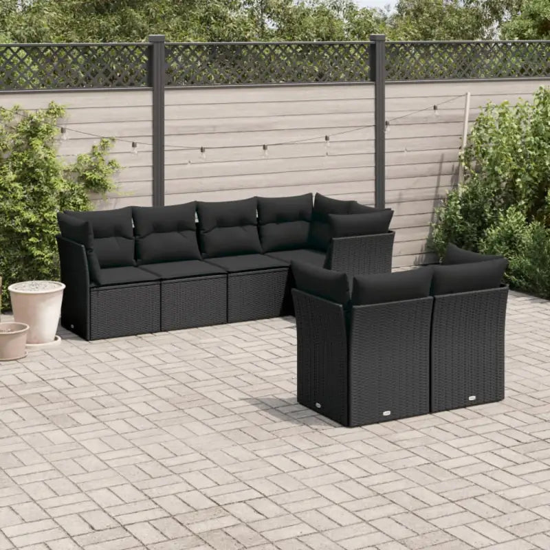 Loungetuinset van poly rattan met zwart materiaal en gepoedercoat staal - Tuinsets