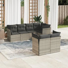 Loungetuinset van poly rattan met zwart materiaal en gepoedercoat staal - Lichtgrijs - Tuinsets