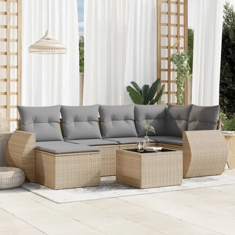 Loungetuinset van waterdichte tas en beige materiaal met gepoedercoat staal - Beige en grijs / Met tafel - Tuinsets