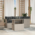 Loungetuinset van zwart gepoedercoat staal met comfortabele afmetingen - Lichtgrijs / zonder opbergruimte - Tuinsets