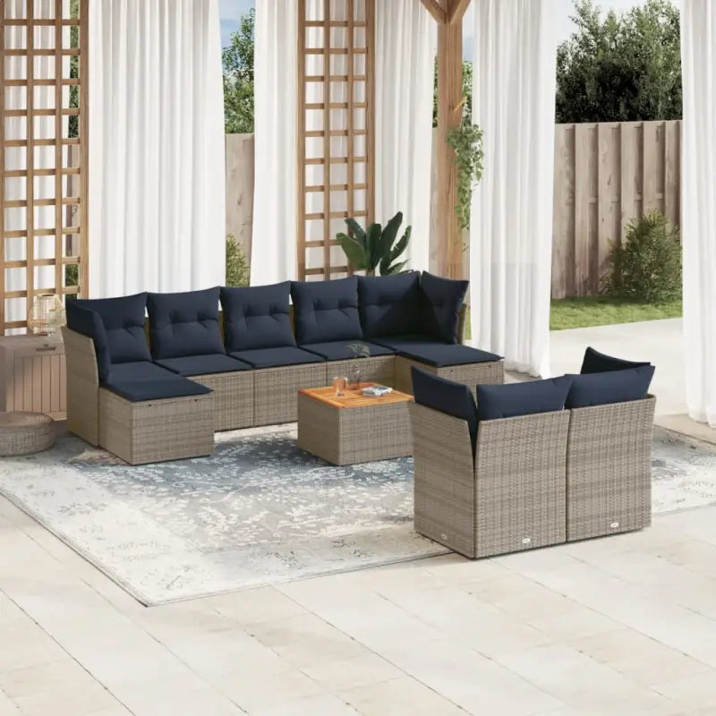 Loungetuinset van zwart materiaal en gepoedercoat staal met afmetingen - Grijs - Tuinsets