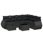 Loungetuinset van zwart materiaal en gepoedercoat staal met afmetingen - Tuinsets