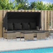 Loungezets in poly rattan met verstelbare posities en gepoedercoat staal - Tuinsets