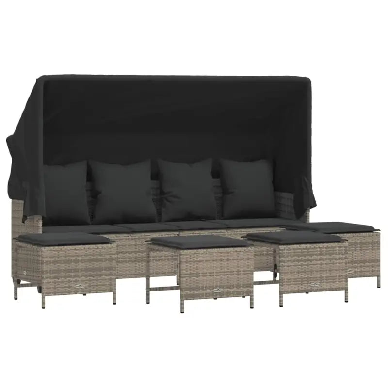 Loungezets in poly rattan met verstelbare posities en gepoedercoat staal - Tuinsets