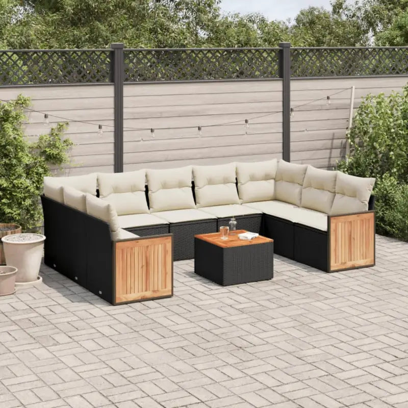 Loungezets met waterdichte zak en beige materiaal voor buitenplezier - Zwart en crème / Met tafel - Tuinsets