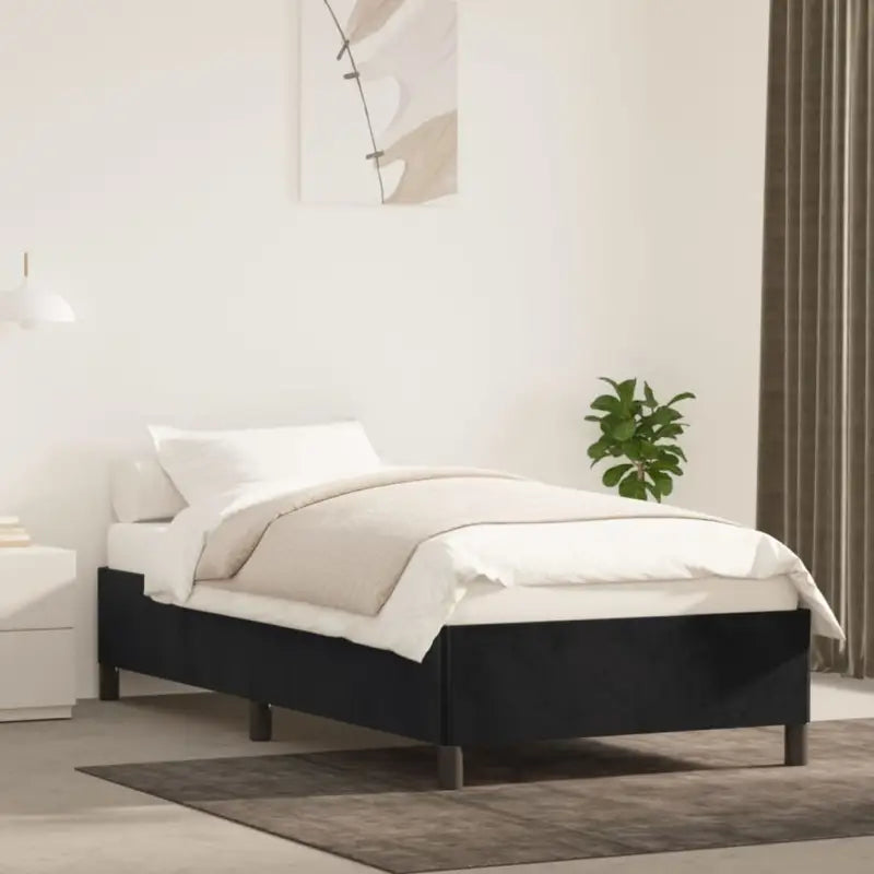 Luxe bedframe met multiplex lattenbodem en zachte fluwelen bekleding - Zwart / 90 x 200 cm / 35 cm - Bedden & bedframes
