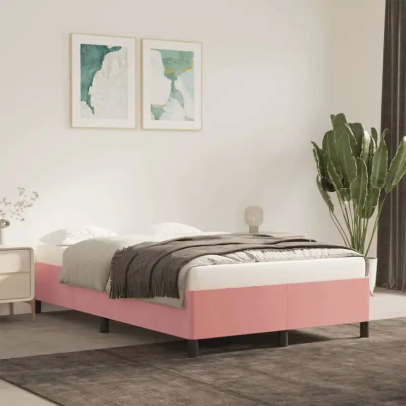 Luxe bedframe met multiplex lattenbodem en zachte fluwelen bekleding - Roze / 120 x 190 cm / 35 cm - Bedden & bedframes