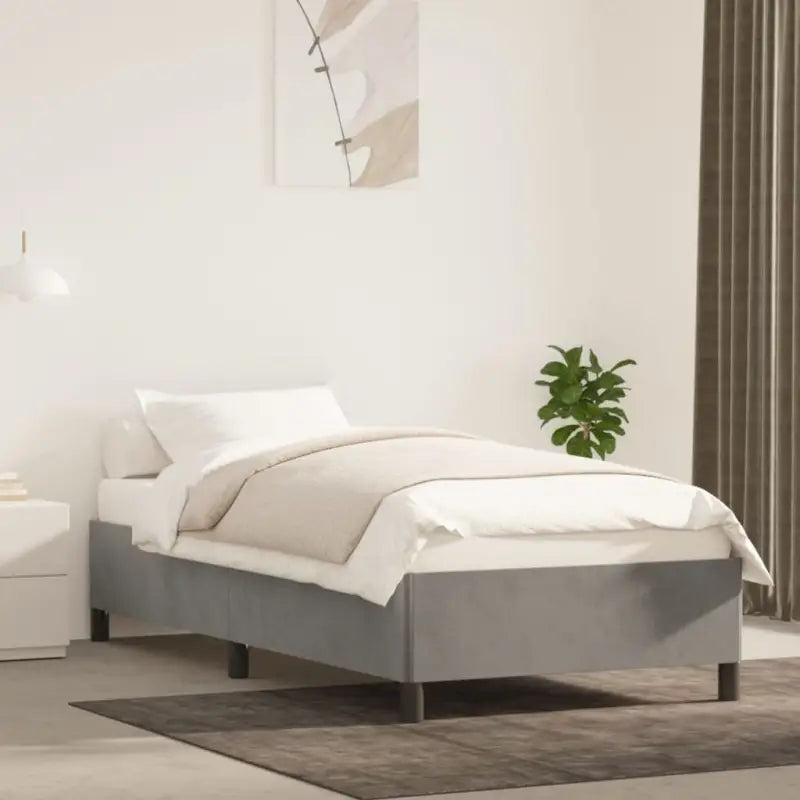 Luxe bedframe met multiplex lattenbodem en zachte fluwelen bekleding - Lichtgrijs / 90 x 200 cm / 35 cm - Bedden &
