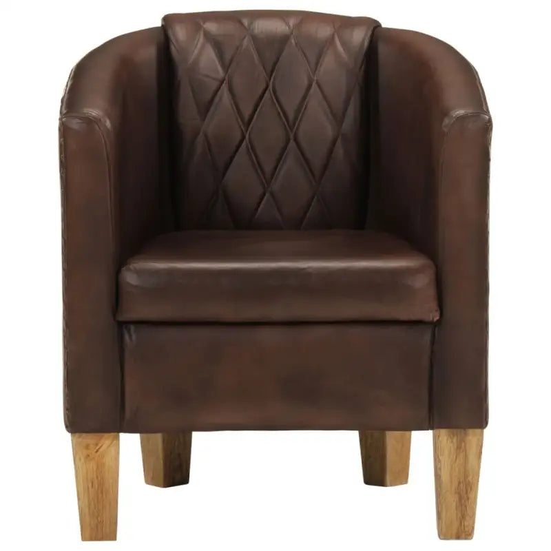 Luxe fauteuil van echt leer en massief mangohout voor ontspanning - Fauteuils & Relaxfauteuils