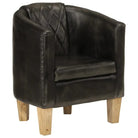 Luxe fauteuil van echt leer en massief mangohout voor ontspanning - Grijs / 1 - Fauteuils & Relaxfauteuils