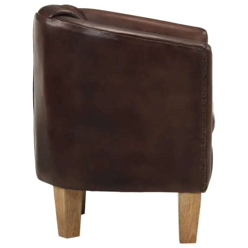 Luxe fauteuil van echt leer en massief mangohout voor ontspanning - Fauteuils & Relaxfauteuils