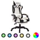 Luxe gamestoel met RGB LED en hoogte verstelbaar kunstlederen bekleding - Wit / 1 / Met voetensteun - Bureaustoelen