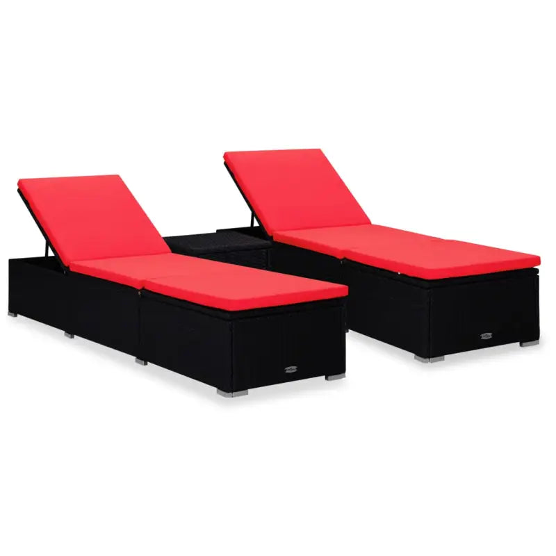 Luxe loungestoelen voor een ontspannende zonnige dag - Zwart en rood / 1 - Ligstoelen