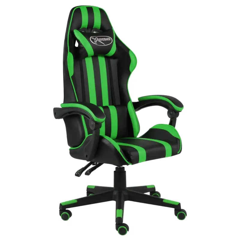 Luxe racestoel met kunstleren bekleding voor comfortabel gamen en werken - Groen / 1 / Zonder voetensteun