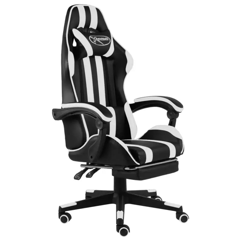 Luxe racestoel met kunstleren bekleding voor comfortabel gamen en werken - Wit / 1 / Met voetensteun - Bureaustoelen