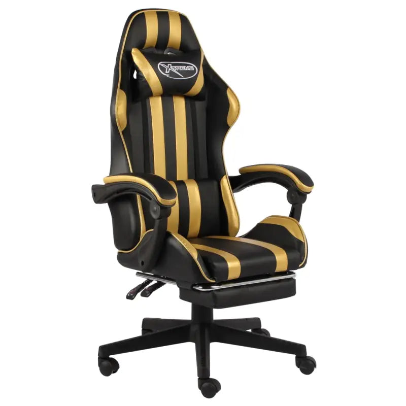 Luxe racestoel met kunstleren bekleding voor comfortabel gamen en werken - Goud / 1 / Met voetensteun - Bureaustoelen