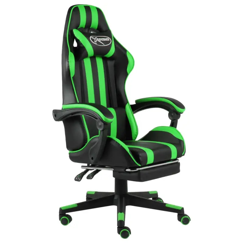 Luxe racestoel met kunstleren bekleding voor comfortabel gamen en werken - Groen / 1 / Met voetensteun - Bureaustoelen