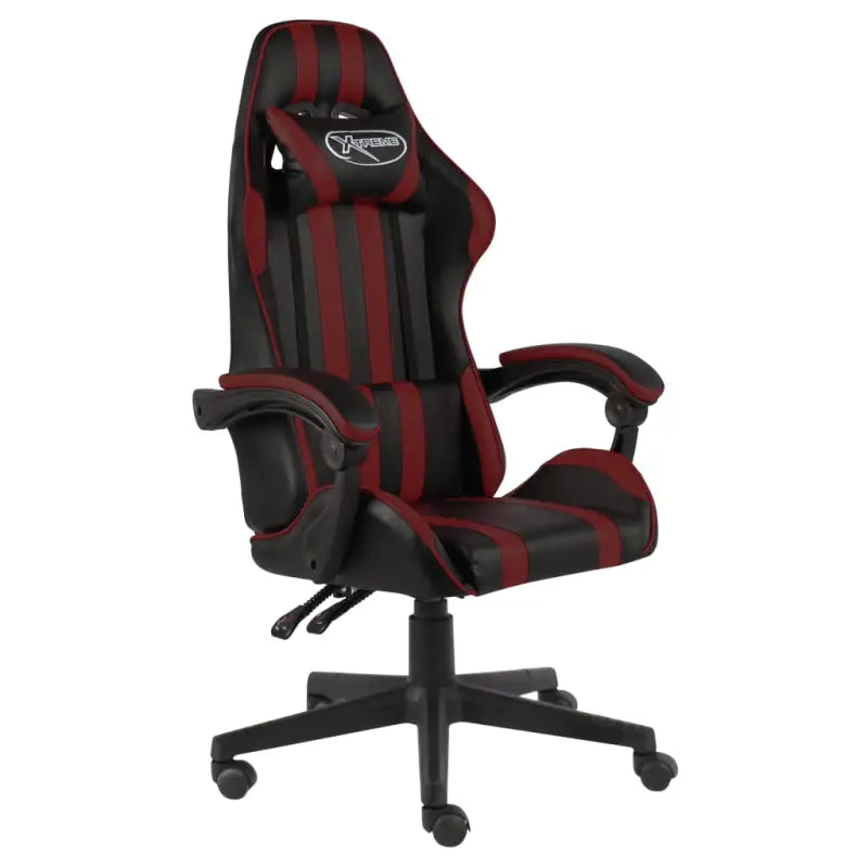 Luxe racestoel met kunstleren bekleding voor comfortabel gamen en werken - Wijnrood / 1 / Zonder voetensteun