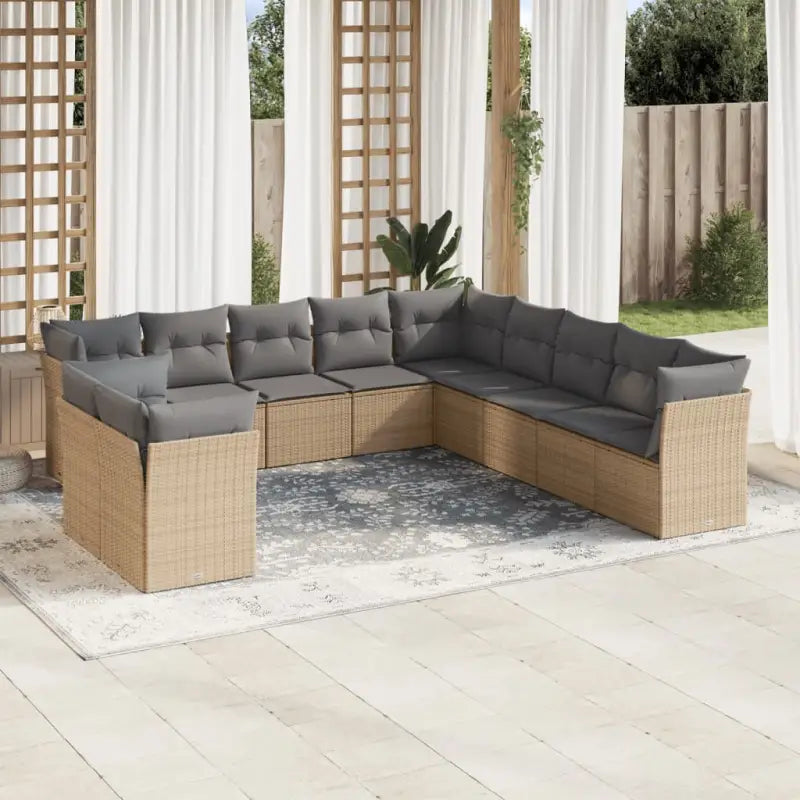 Luxe tuinset met poly rattan en comfortabele zitervaring - Beige en grijs / Zonder tafel - Tuinsets