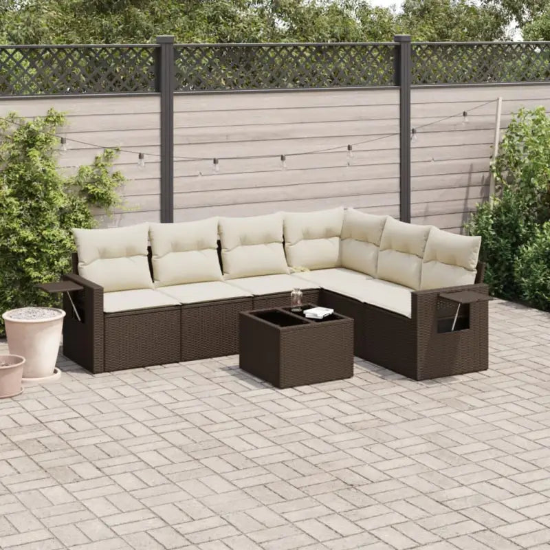 Luxe tuinsets van gepoedercoat staal met beige materiaal en waterdichte tas - Bruin en crème / Met tafel - Tuinsets