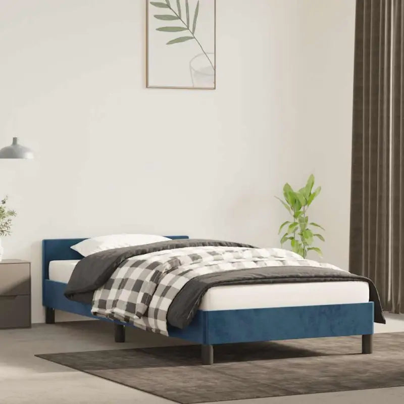 Luxueus bedframe met hoofdeinde en multiplex lattenbodem - Blauw / 90 x 190 cm - Bedden & bedframes