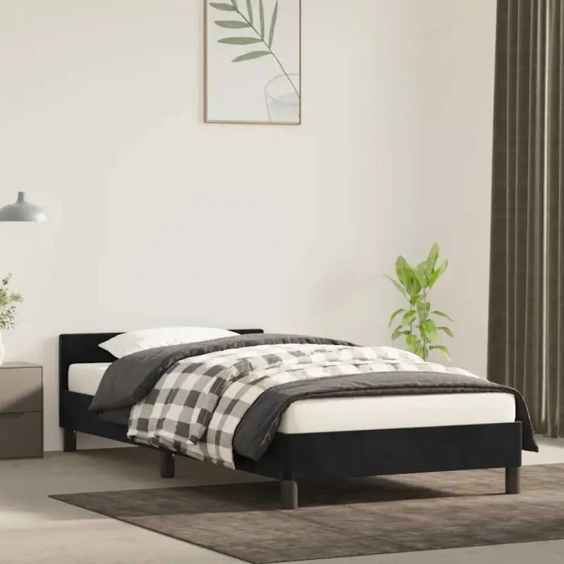Luxueus bedframe met hoofdeinde en multiplex lattenbodem - Zwart / 100 x 200 cm - Bedden & bedframes