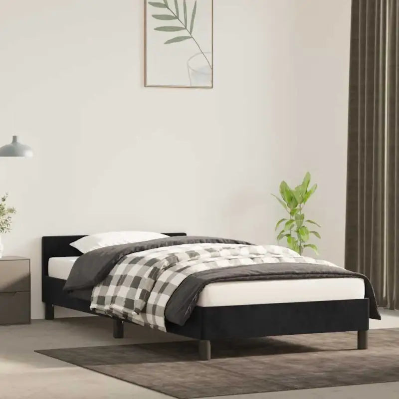 Luxueus bedframe met hoofdeinde en multiplex lattenbodem - Zwart / 80 x 200 cm - Bedden & bedframes