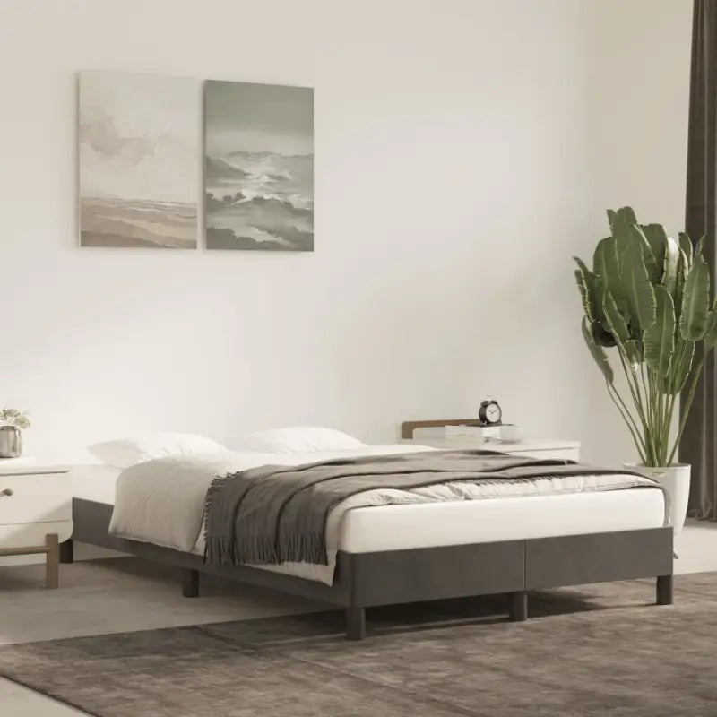 Luxueus bedframe met multiplex lattenbodem en fluweel bekleding - Donkergrijs / 120 x 190 cm / 25 cm - Bedden &