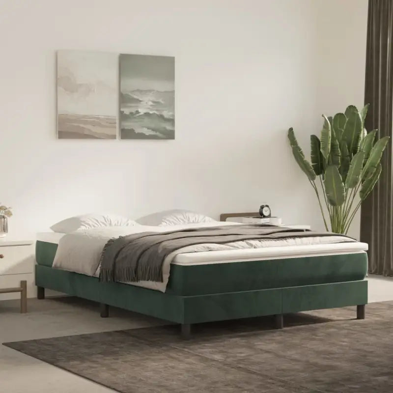 Luxueus bedframe met multiplex lattenbodem en fluweel bekleding - Donkergroen / 140 x 200 cm / 25 cm - Bedden &