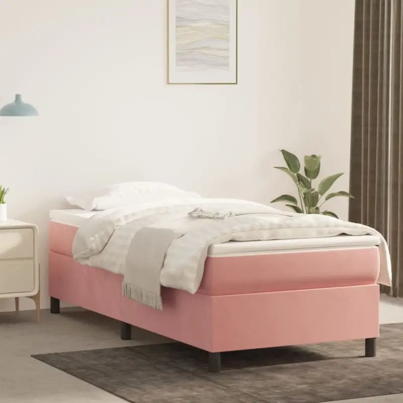 Luxueus bedframe met multiplex lattenbodem en fluweel bekleding - Roze / 100 x 200 cm / 35 cm - Bedden & bedframes