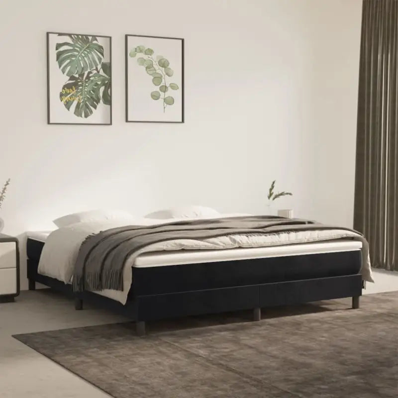 Luxueus bedframe met multiplex lattenbodem en fluweel bekleding - Zwart / 160 x 200 cm / 25 cm - Bedden & bedframes